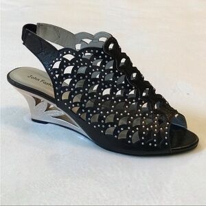 NWOB John Fashion Allover Sequined Open Toe 9